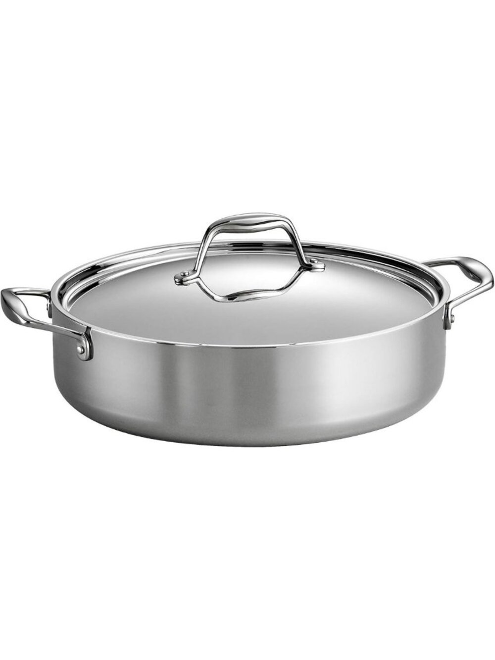 6-Quart Stainless Steel Braiser Pan - Tri-Ply Clad Cookware for Versatile